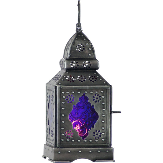 Glass & Metal Lantern Temple Purple