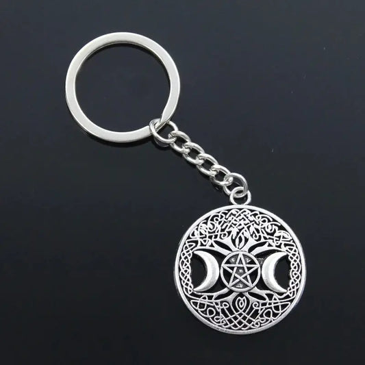 Triple Moon Goddess Tree of Life Keychain