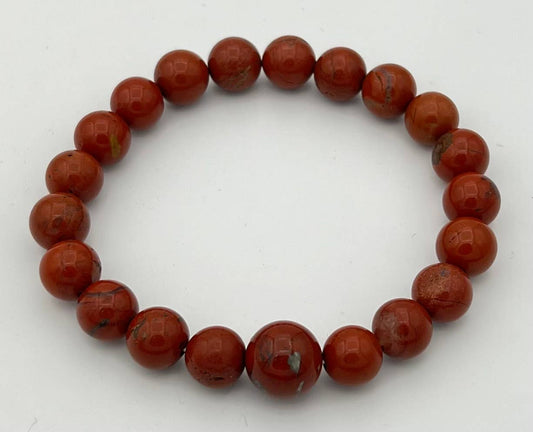 Long Size Red Jasper Beaded Bracelet - Wrist Mala - 10mm