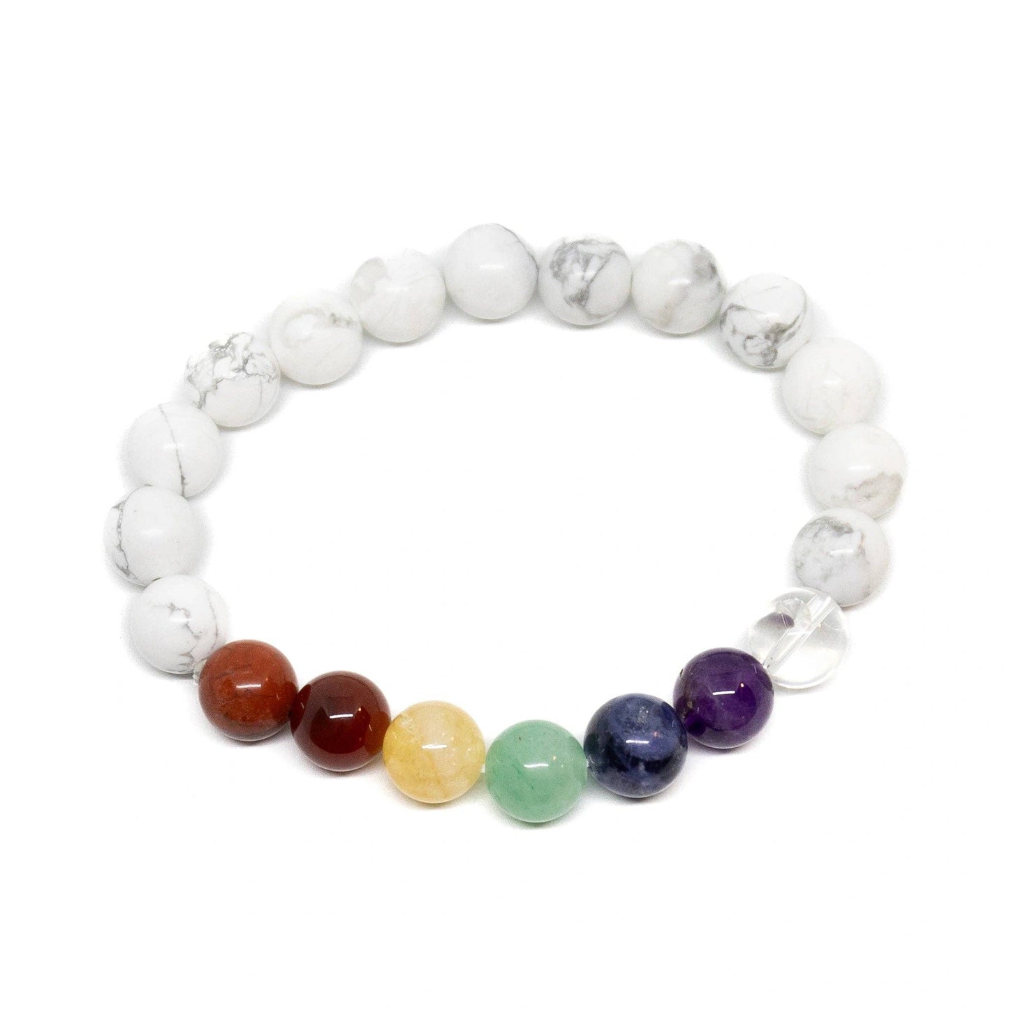 Long Size Real Gemstone Howlite Chakra Bracelet - 10mm