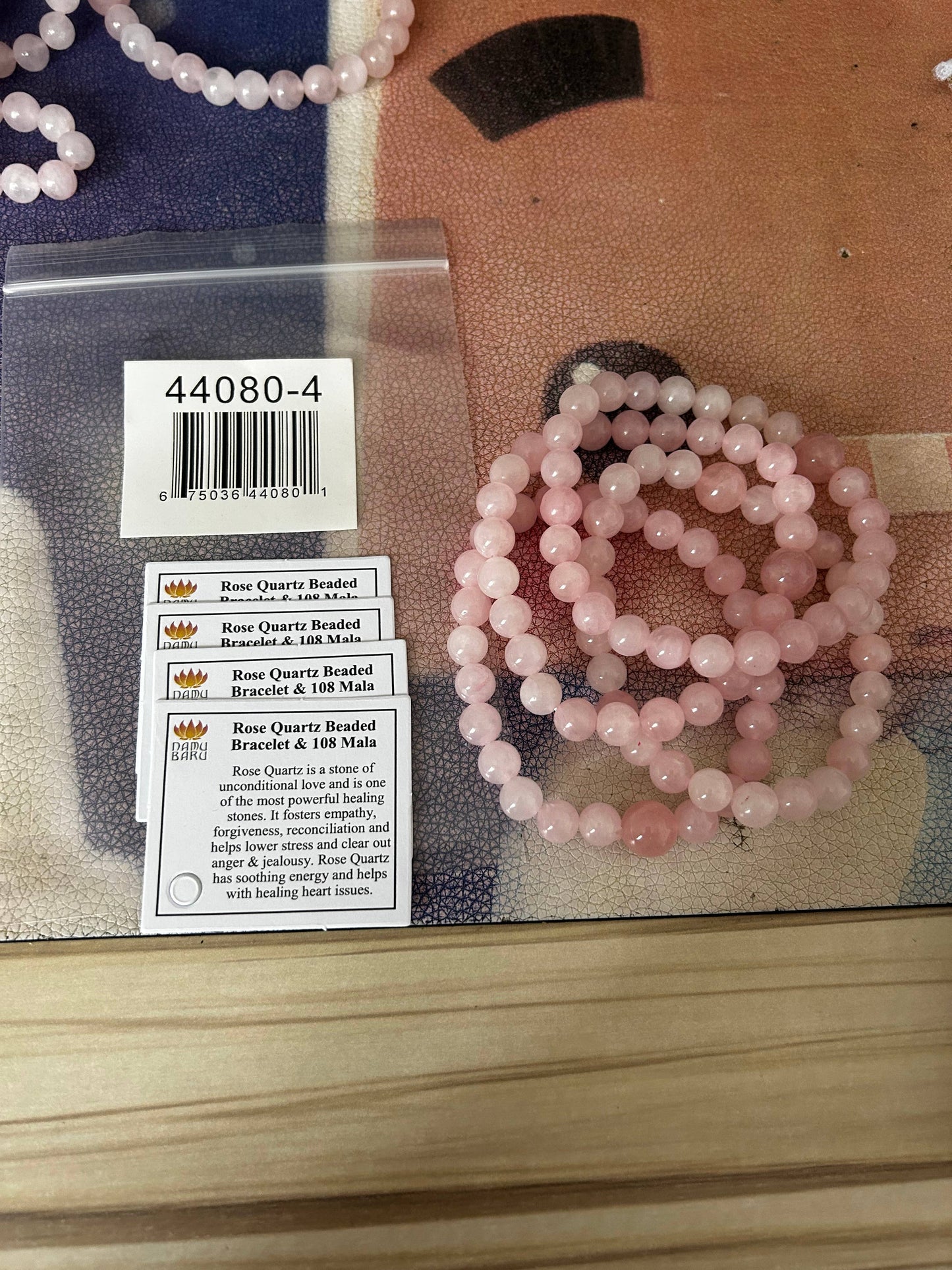 Long Size Rose Quartz Beaded Bracelet Wrist Mala 8mm