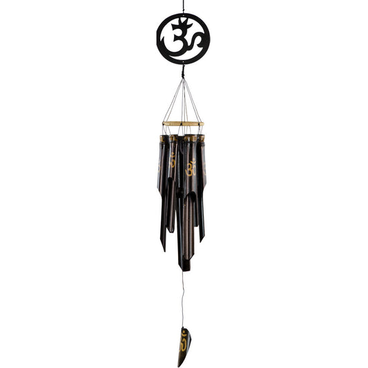 Bamboo Windchime Gold Painted Om