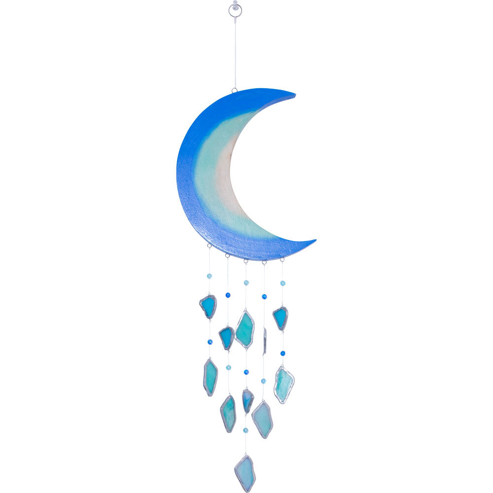 Glass Windchimes w/ Wooden Crescent Moon