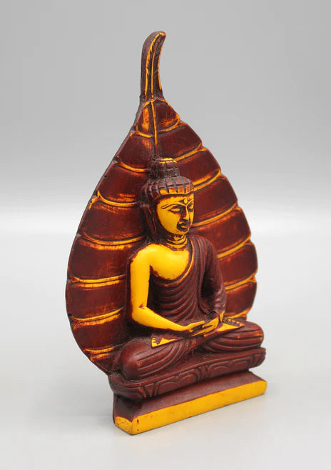 Bodhi Leaf Meditating Buddha Maroon Statue