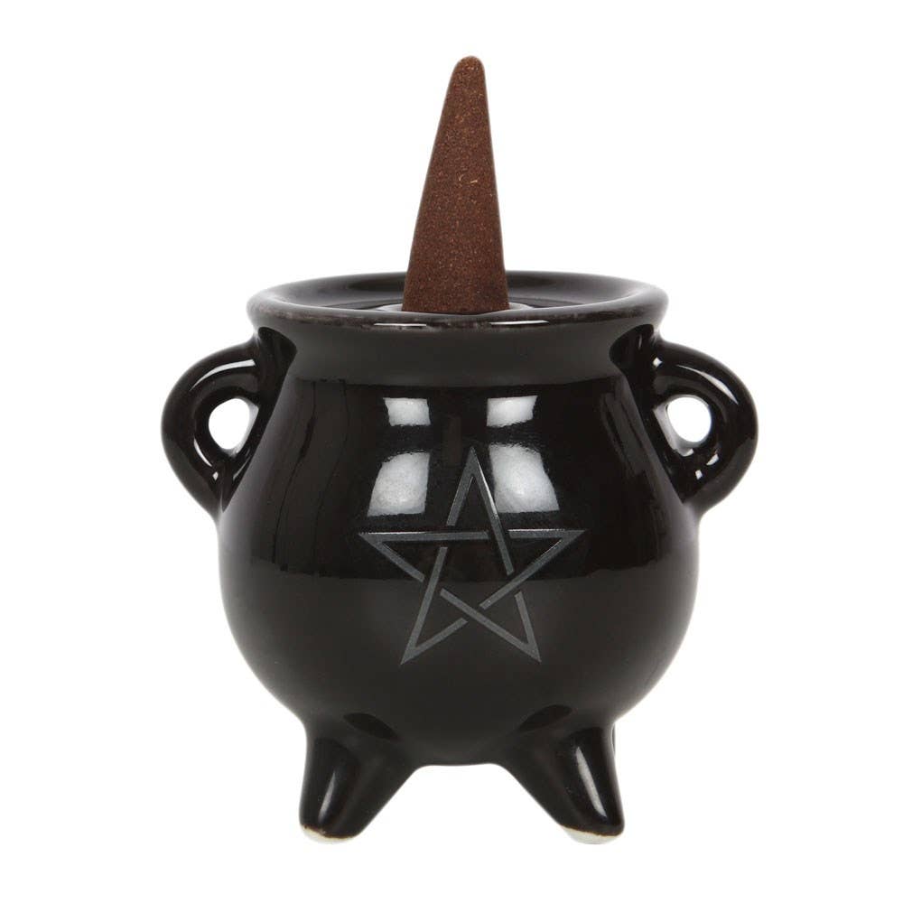 Gothic Pentagram Cauldron Ceramic Incense Holder