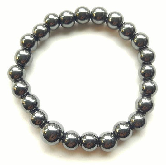 Long Size Hematite Beaded Bracelet Wrist Mala 8mm