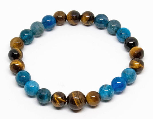 Long Size Apatite & Tiger Eye Beaded Bracelet 8mm