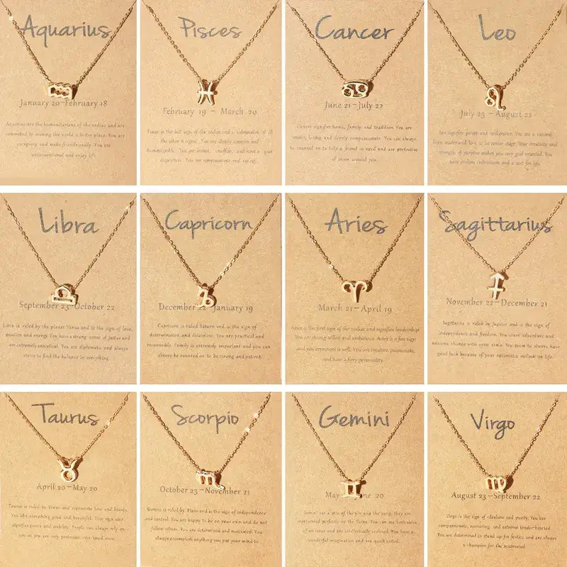 Horoscope Zodiac Constellation Sign Birthday Pendant Necklace