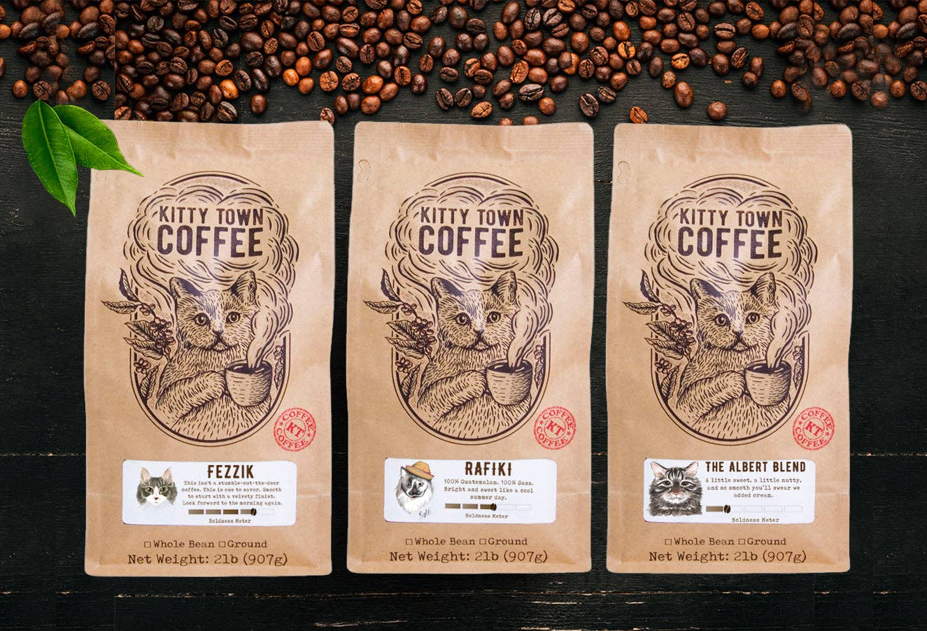 Kitty Town Coffee Fezzik: Medium-Dark Roast from Brazil