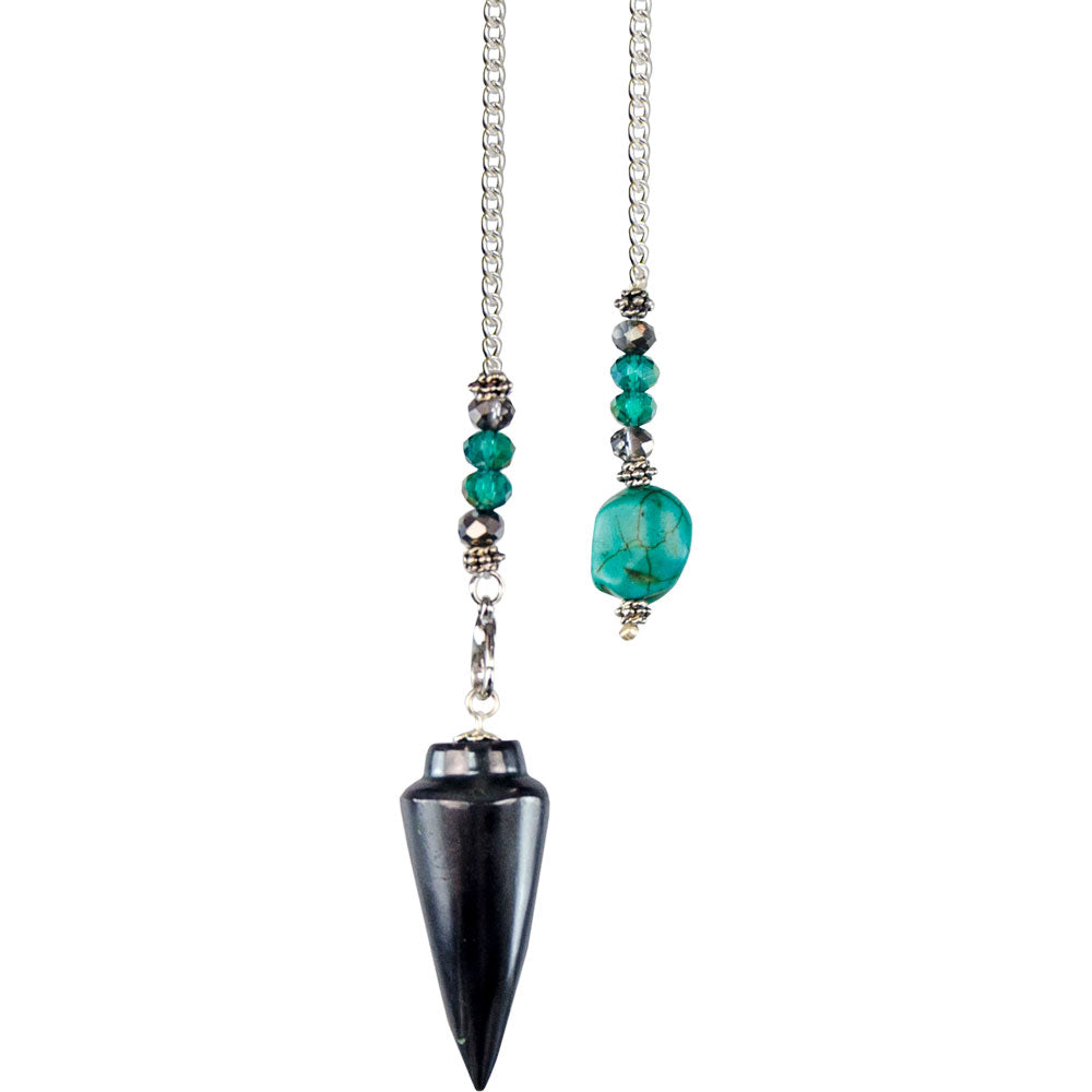 Point Hematite Turquoise Nugget Pendulum