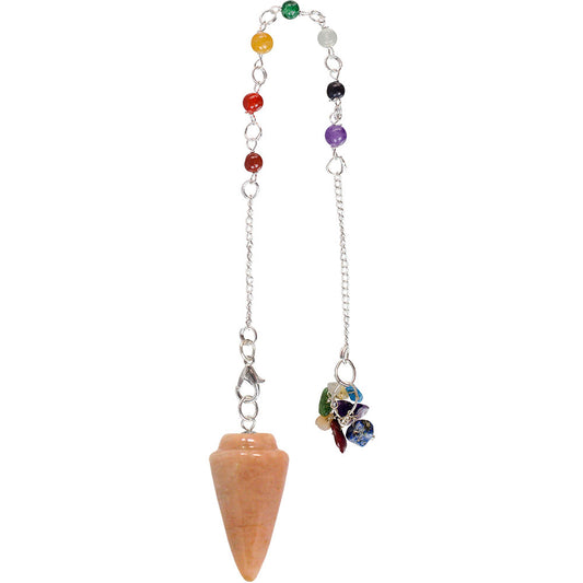 Moonstone, Peach 7 Chakra pendulum