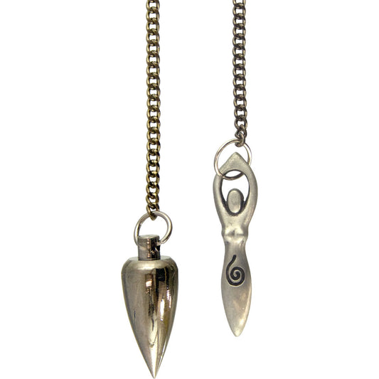 Metal Pendulum with Goddess Cone Nickel Plated