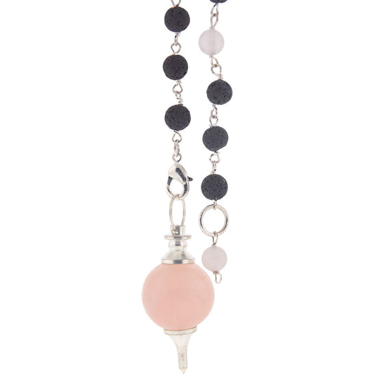 Pendulum Sephoroton w/ Lava Beads - Rose Quartz