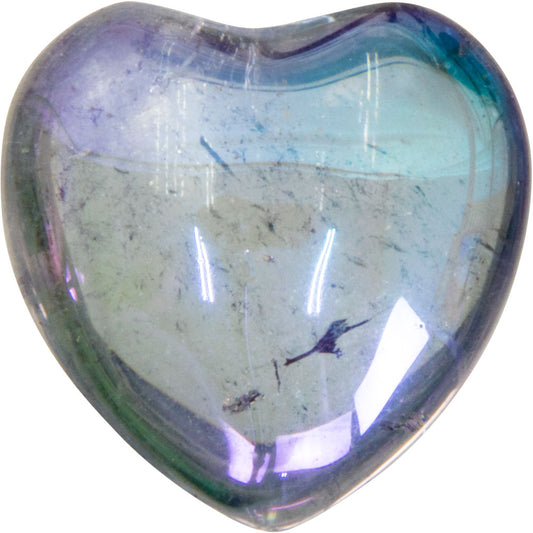 Small Puffed Aura Quartz Heart Blue