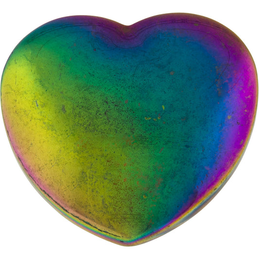 1 3/4" Hematite, Rainbow heart