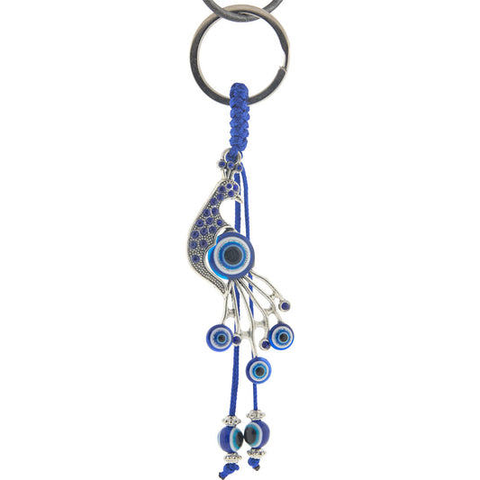 Evil Eye Talisman Key Ring - Peacock w/ Gems