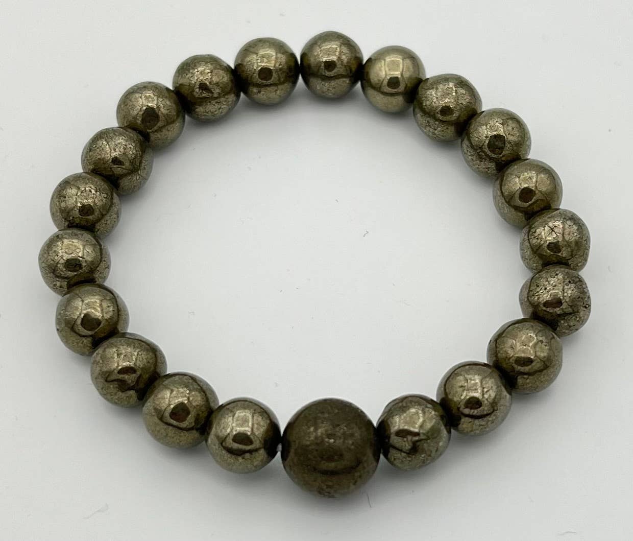 Long Size Pyrite Beaded Bracelet - Wrist Mala - 10mm