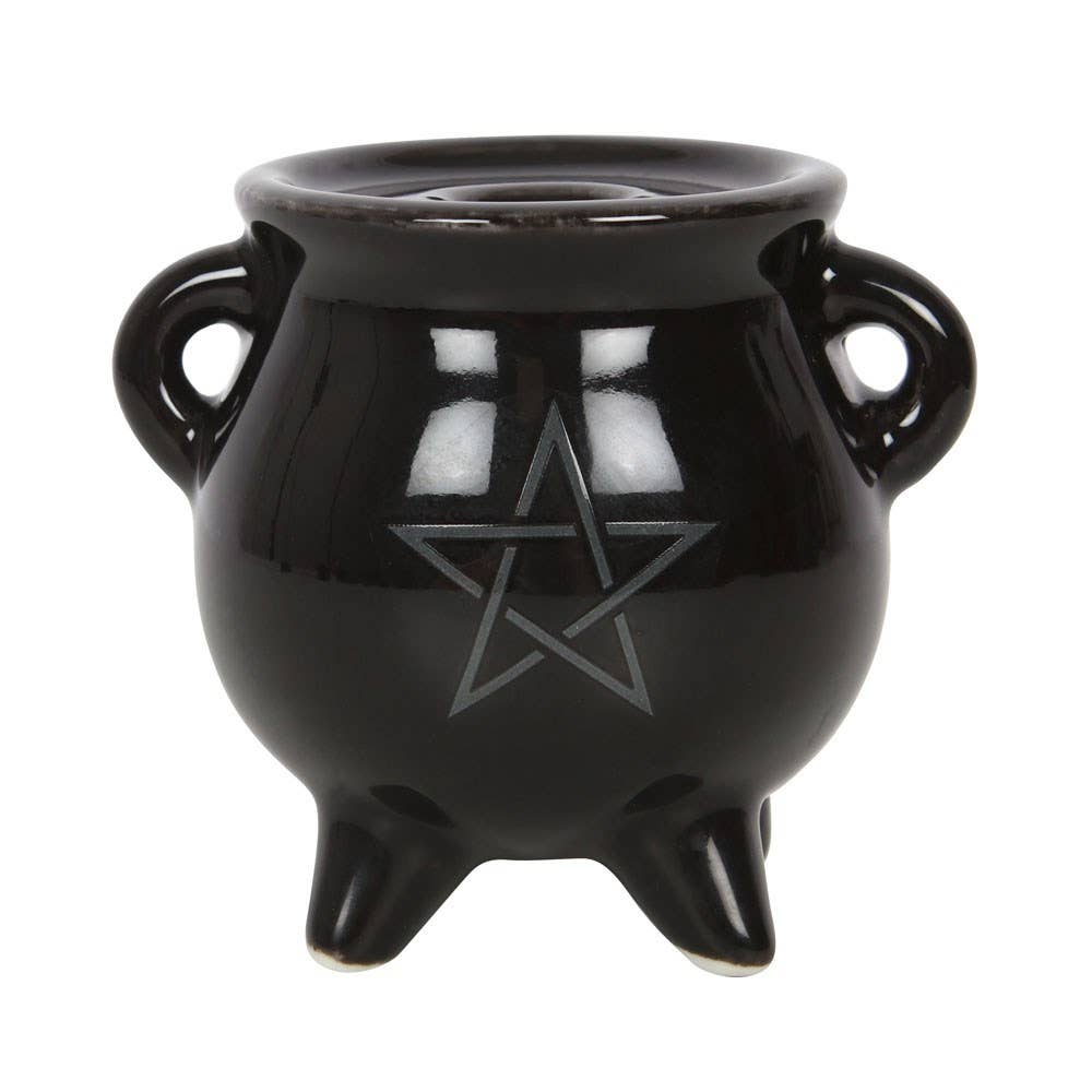 Gothic Pentagram Cauldron Ceramic Incense Holder