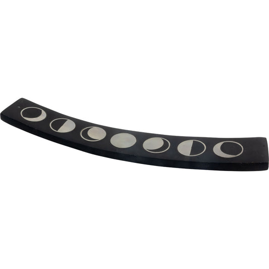 Soapstone Incense Holder w/ Silver Inlay - Moon Phases