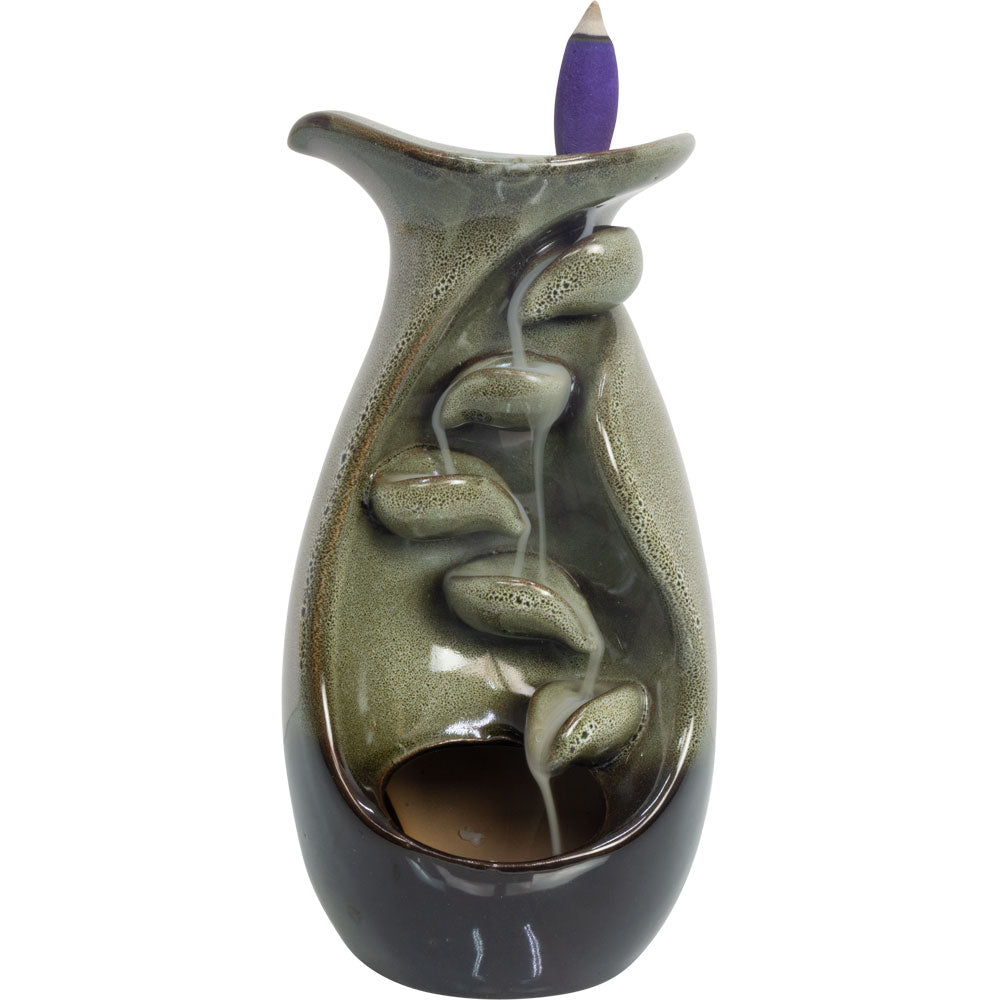 Ceramic Backflow Incense Burner - Lily Pad & Cascading Leaves