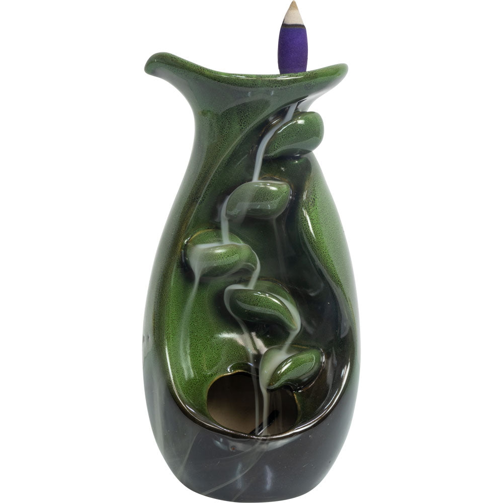 Ceramic Backflow Incense Burner - Lily Pad & Cascading Leaves