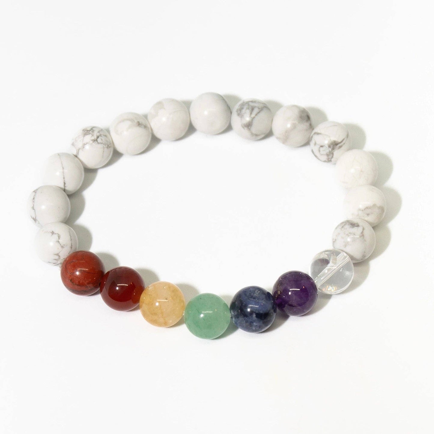 Long Size Real Gemstone Howlite Chakra Bracelet - 10mm