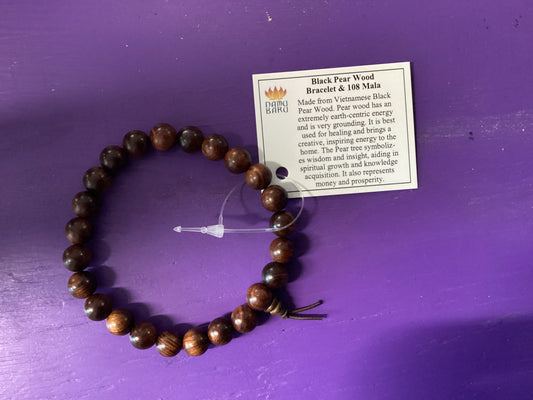 Black Pear Wood Mala Bracelet