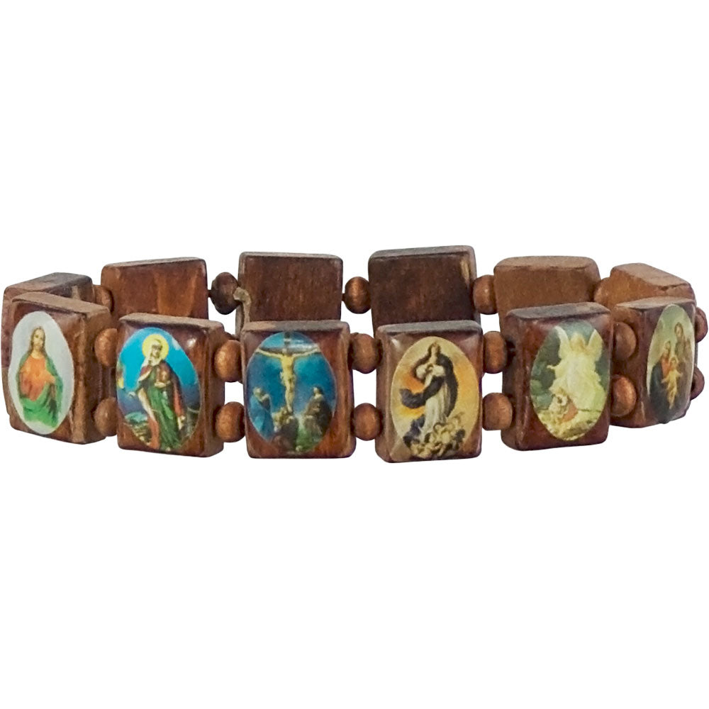 Devotional Religious Wood Stretch Bracelets Small Size