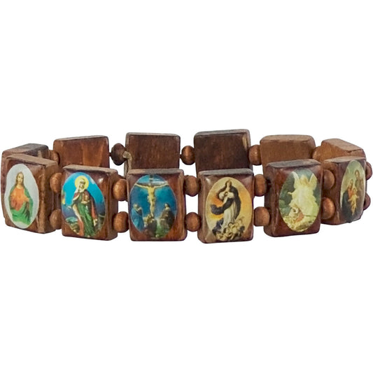 Devotional Religious Wood Stretch Bracelets