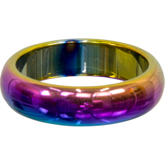 Round Rainbow Hematite Rings