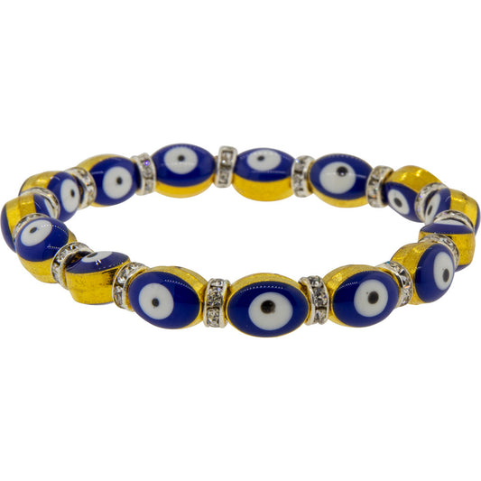 Glass Beads Elastic Bracelet Evil Eye Protection - Gold