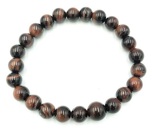 Long Size Red Tiger's Eye Beaded Bracelet Wrist Mala 8mm