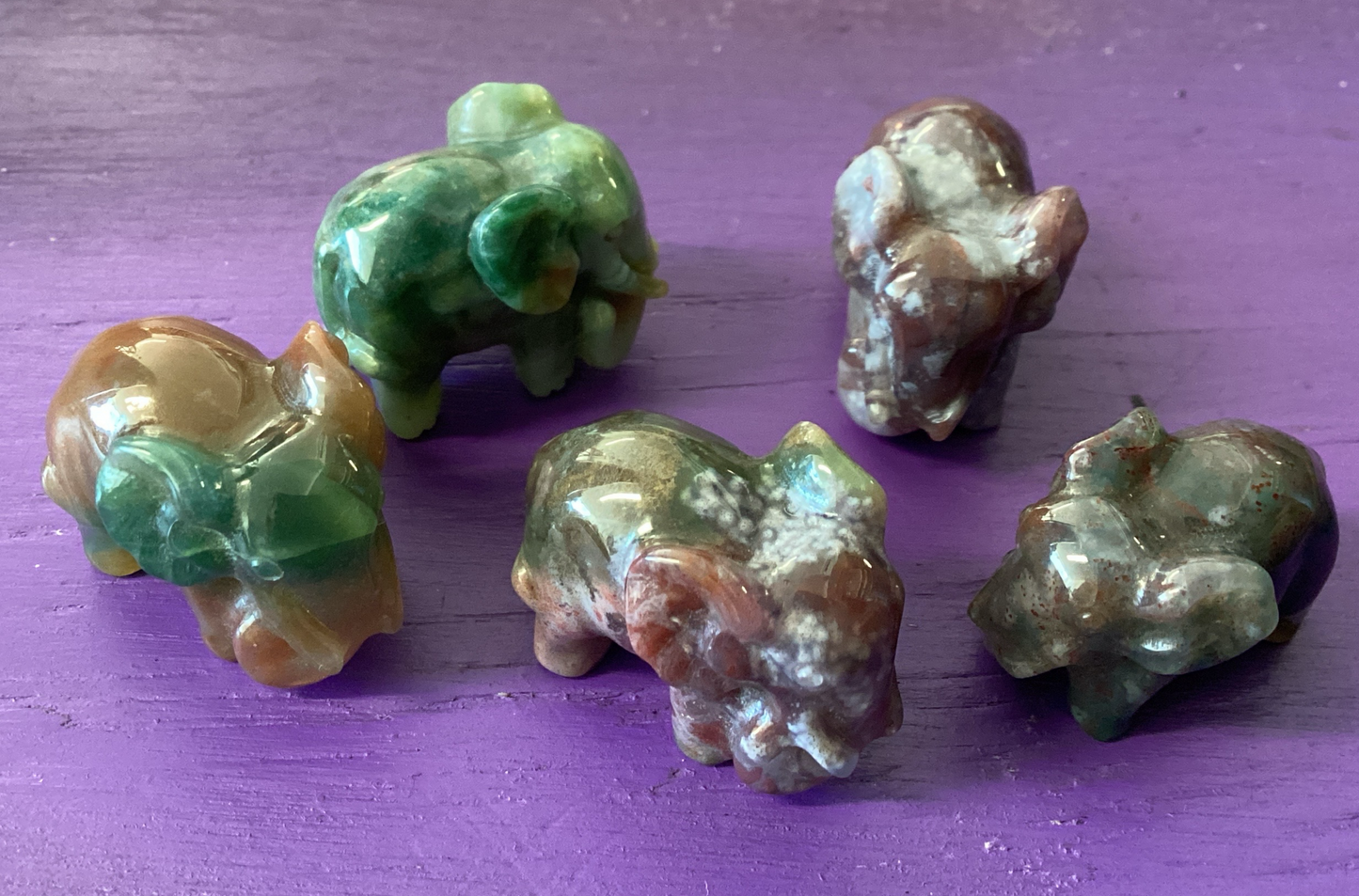 Ocean Jasper Elephant Carving