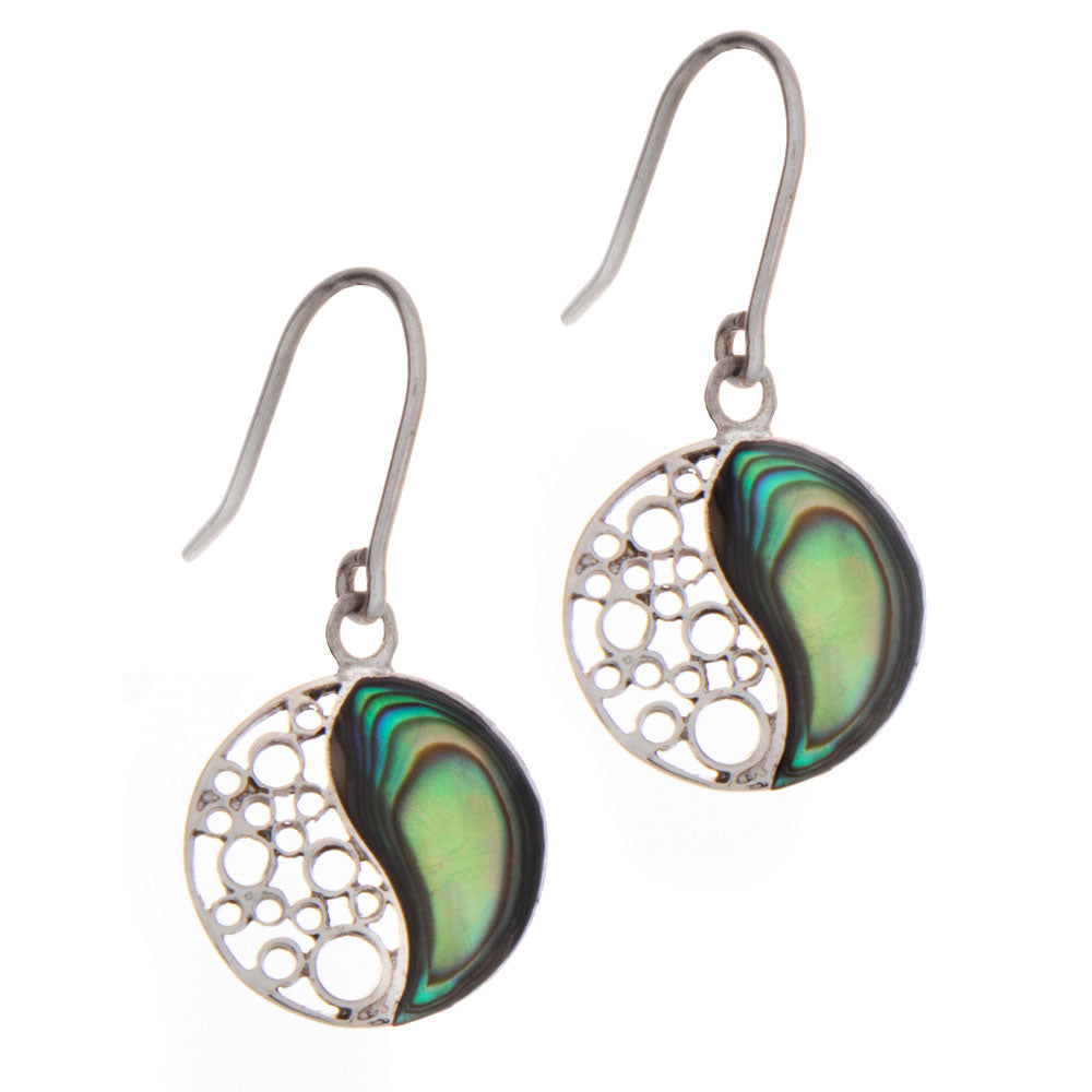 Yin Yang Abalone Shell Earrings