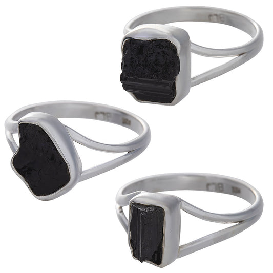 Rough Black Tourmaline Ring 9mm-12mm