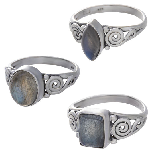 Labradorite Spiral Band Ring