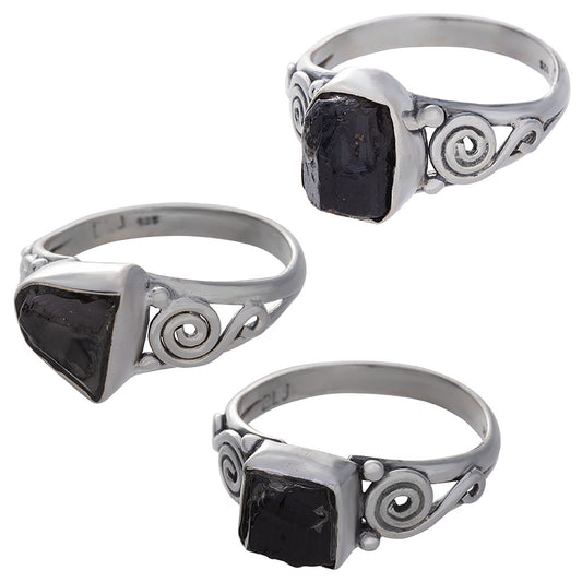 Shungite Spiral Band Ring