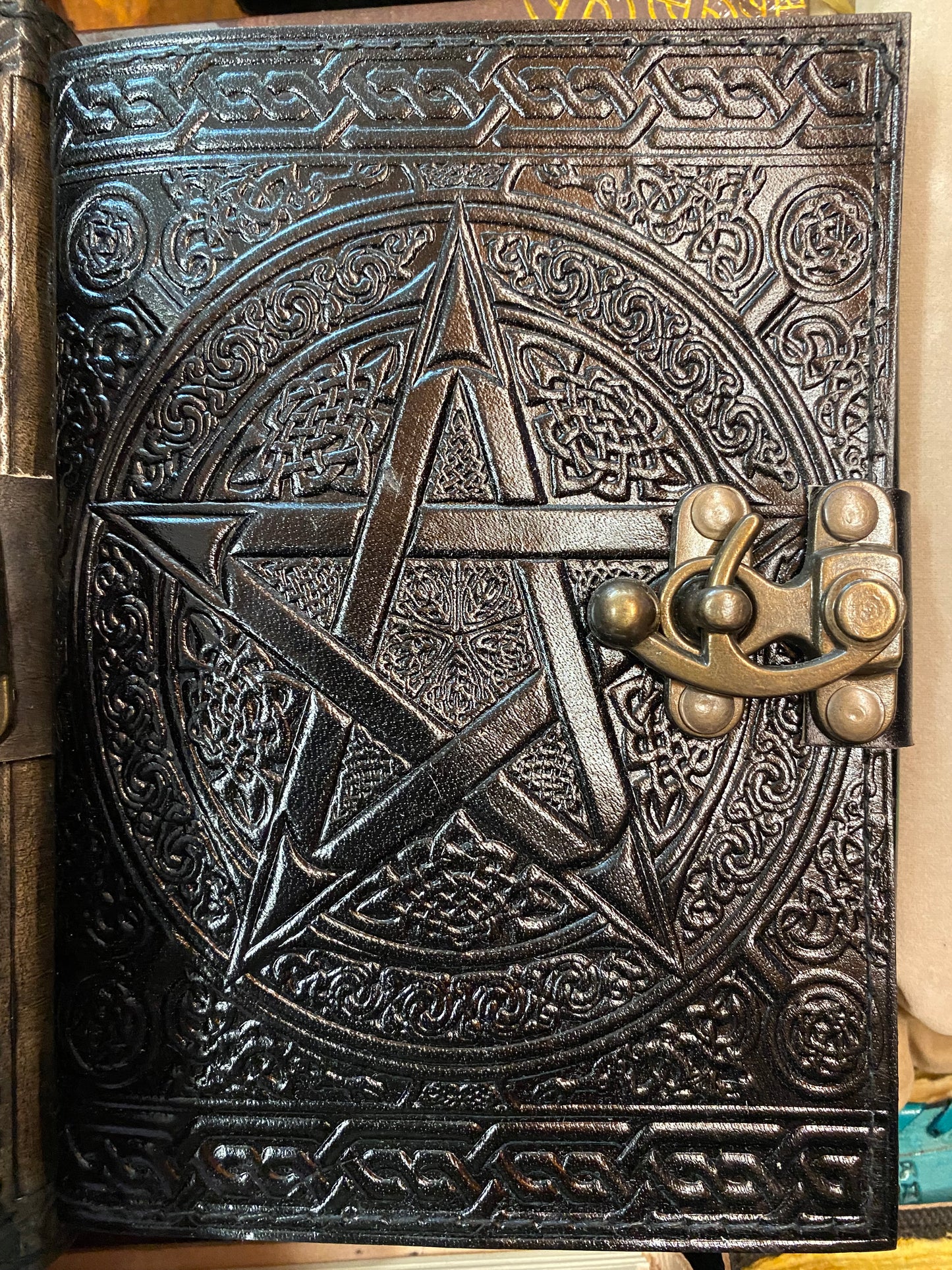 5" x 7" Black Pentagram leather w/ latch