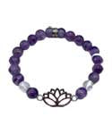 8mm Chevron Amethyst, Quartz, Lotus bracelet