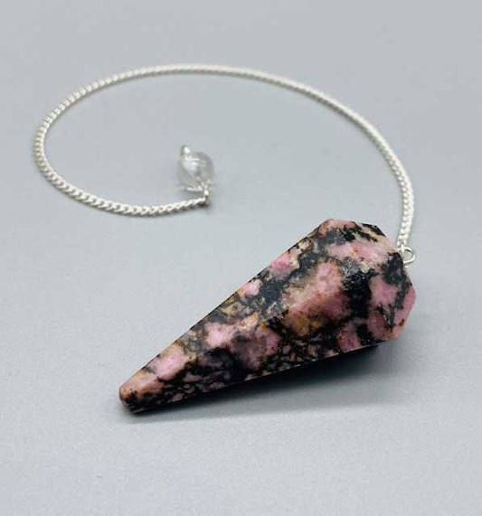 6-sided Rhodonite pendulum