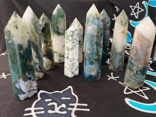 High Quality Moss Agate Tower