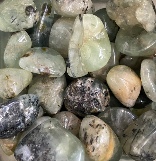 Prehnite with Epidote tumbled stones