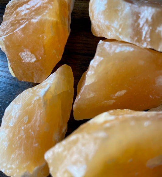 Orange Calcite untumbled stones