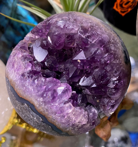 Amethyst Cluster Geode Sphere