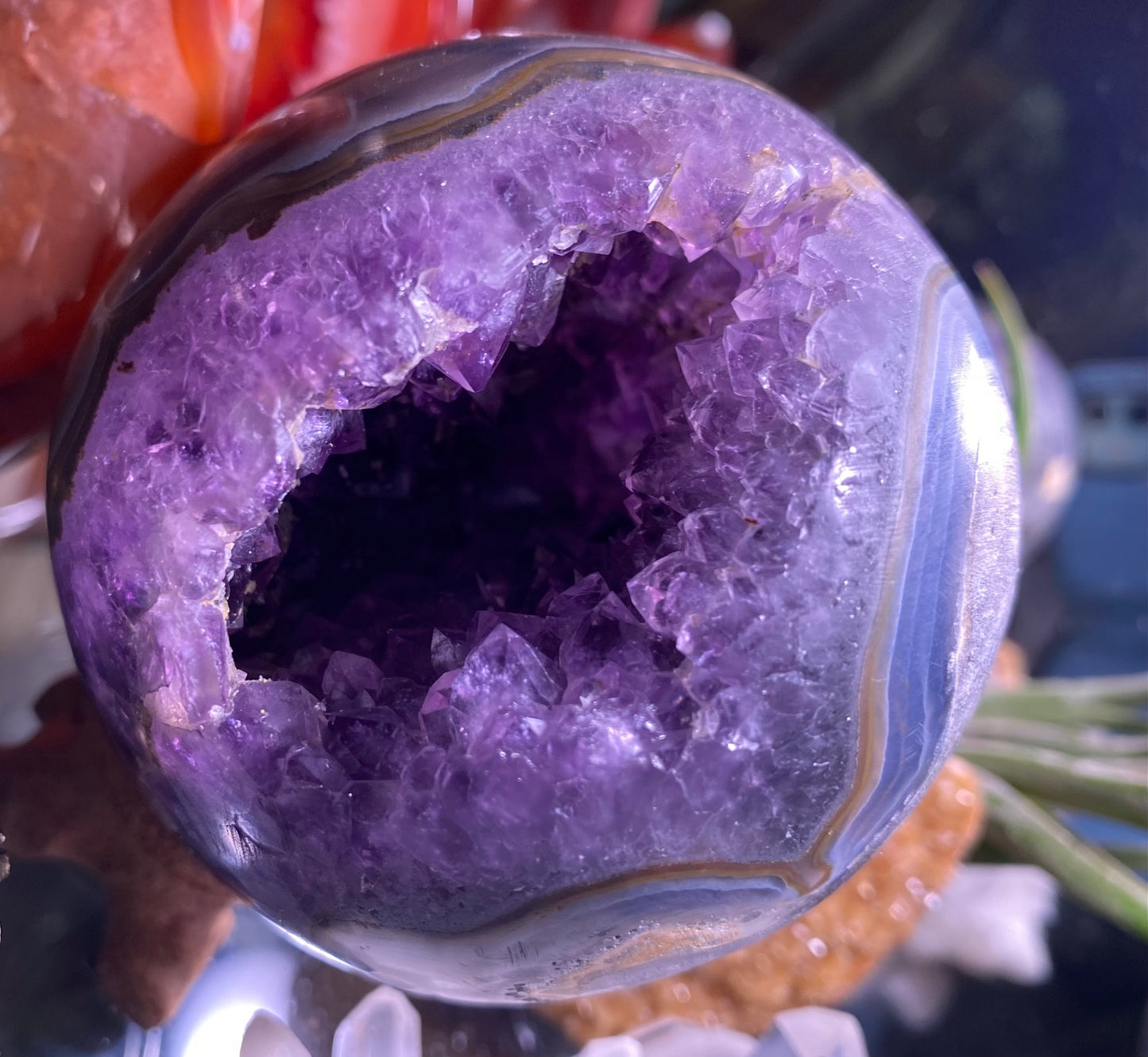 Amethyst Cluster Geode Sphere