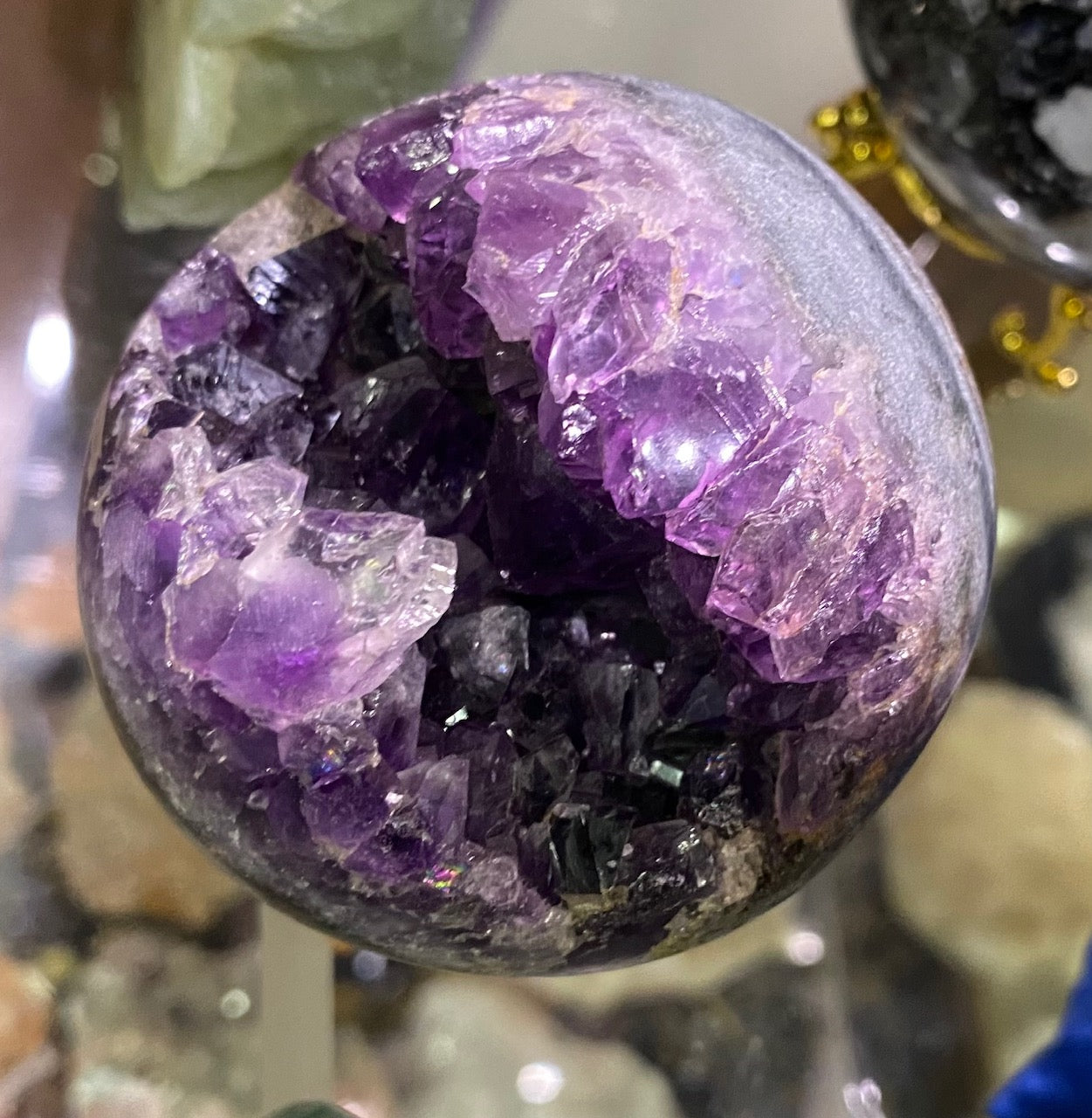 Amethyst Cluster Geode Sphere