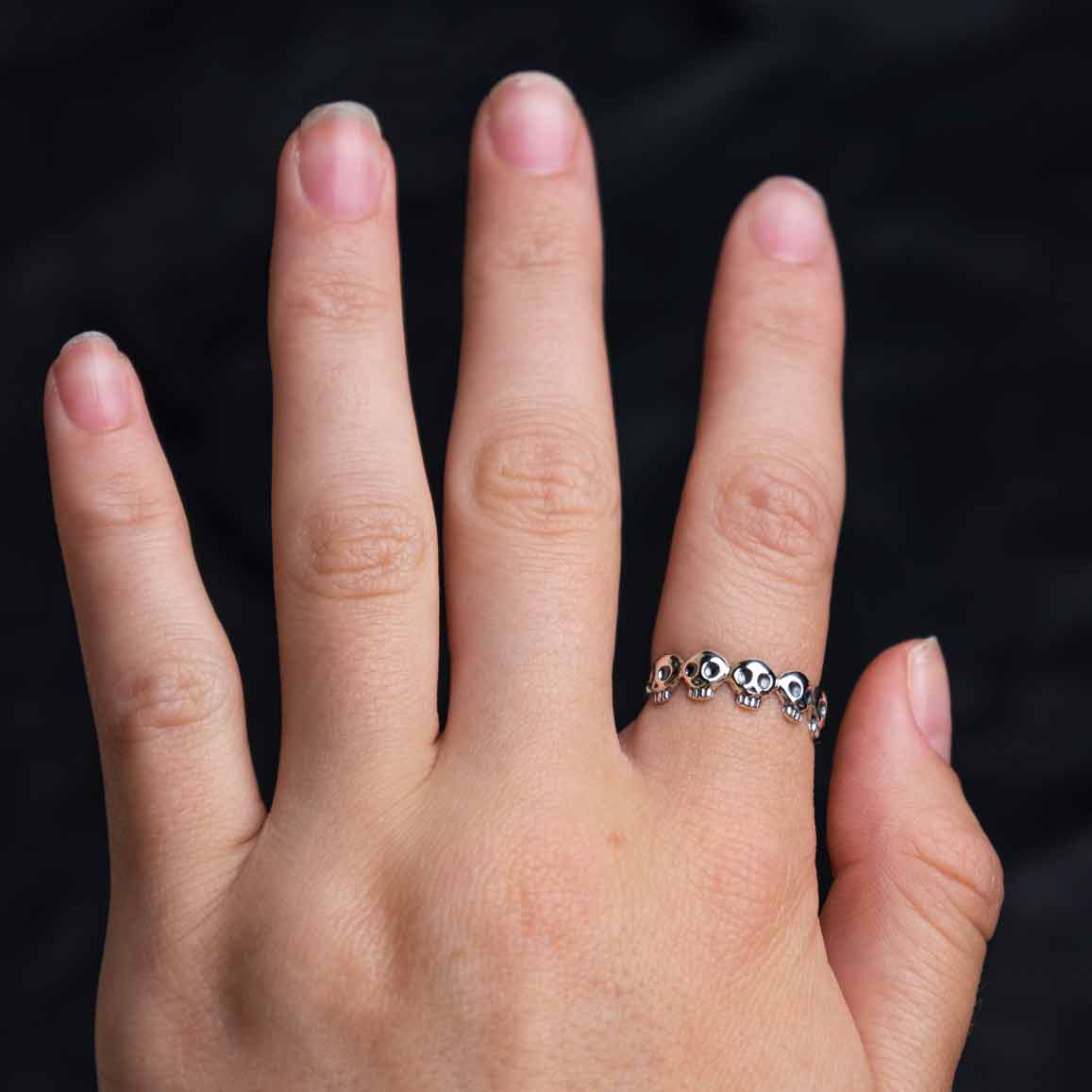 Sterling Silver Five Skull Ring