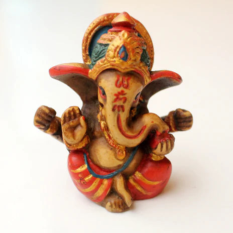 Handpainted Baby Ganesh Resin Statue 2.5"