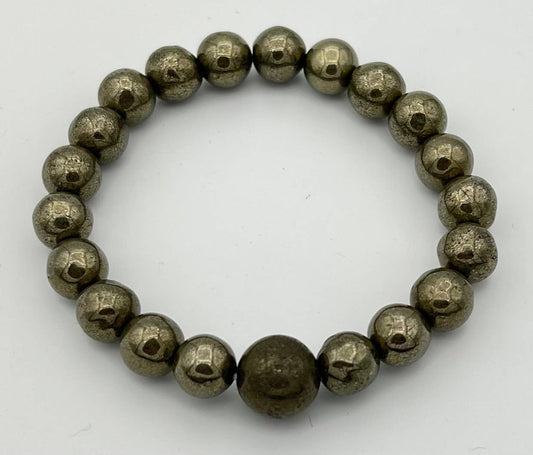 Long Size Pyrite Beaded Bracelet - Wrist Mala - 10mm