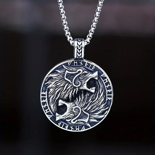 Fenrir Double Wolf Viking Necklace